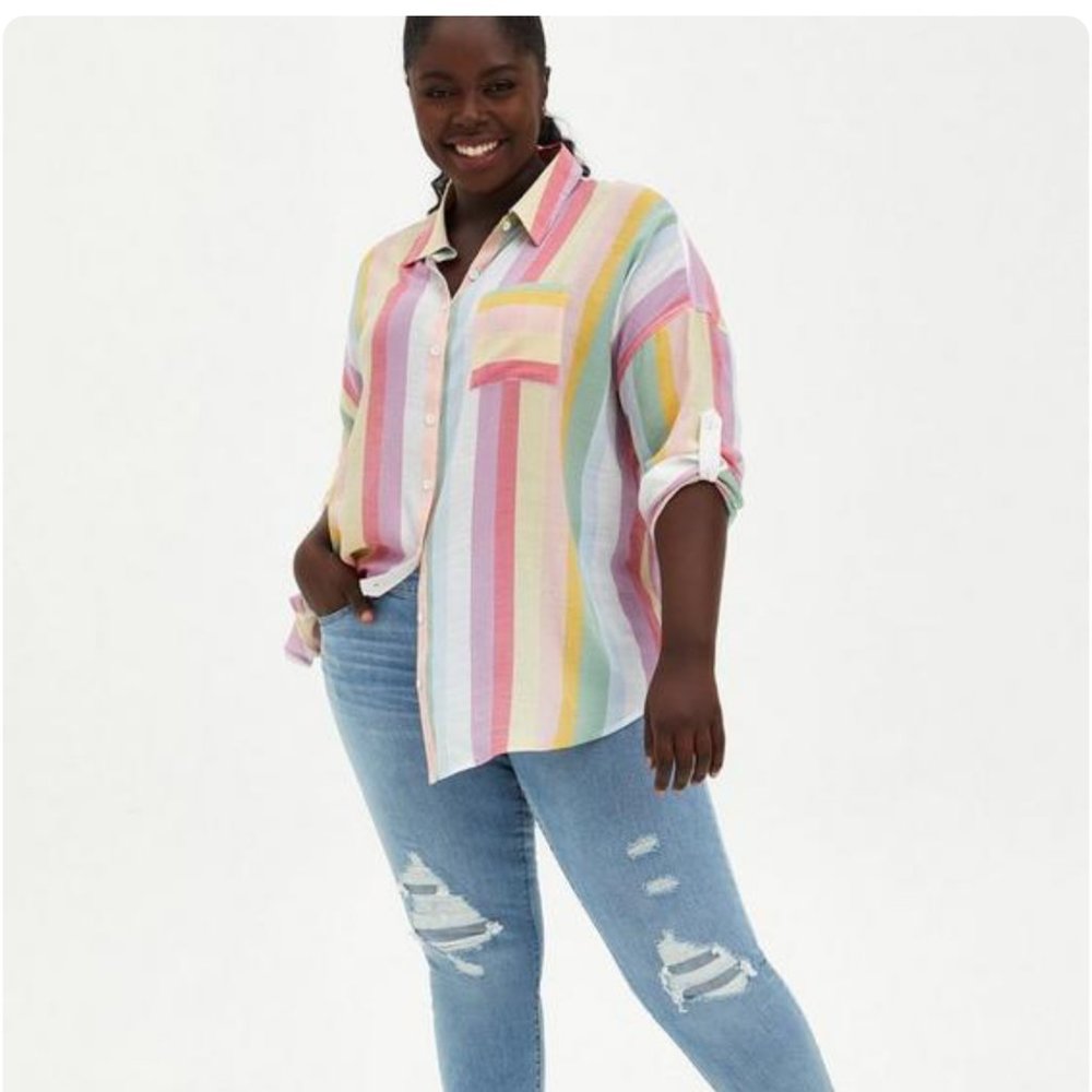 Torrid Lindsay Drop Shoulder Button Down Shirt Size 2